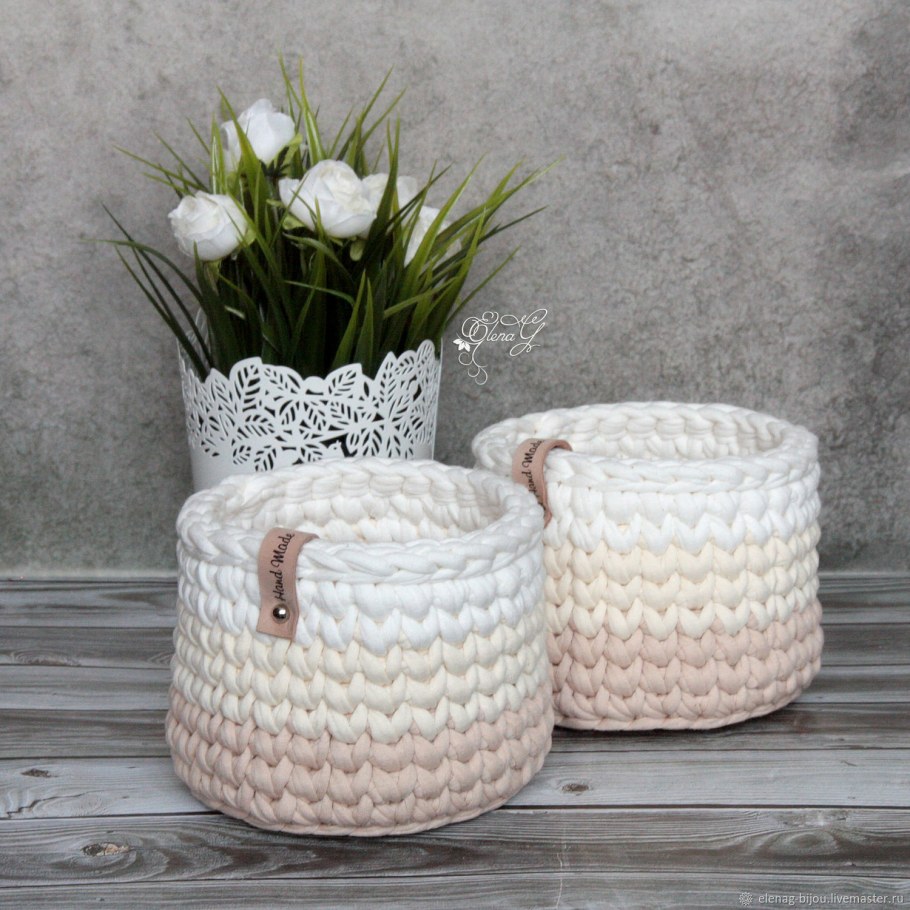 Интерьерные корзины из трикотажной пряжи