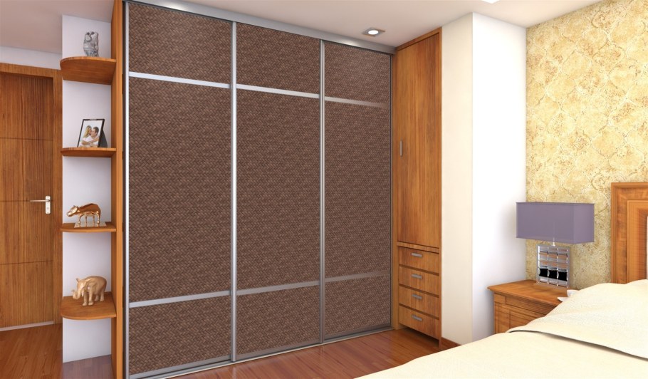 Шкаф купе с ротангом