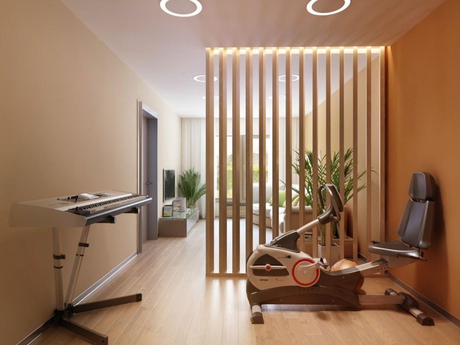 Перегородка для зонирования комнаты из дерева