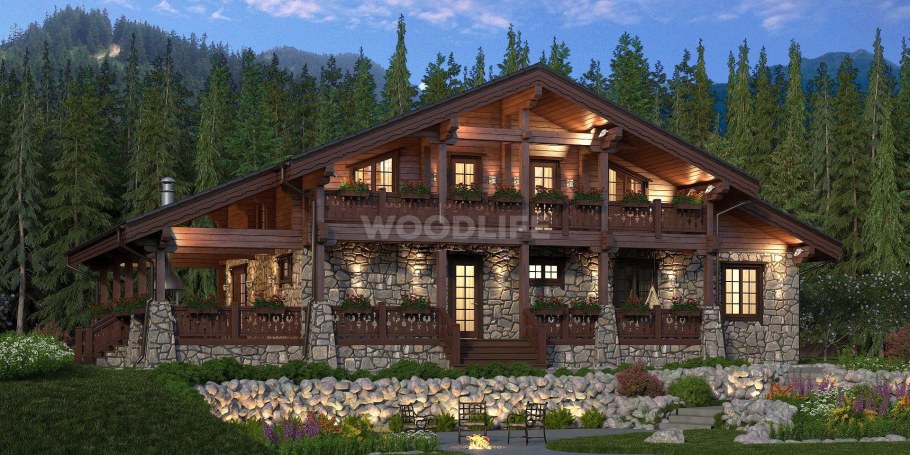 Дом Шале из клееного бруса 100кв