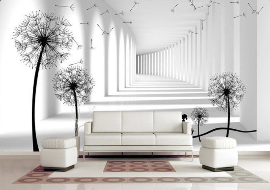 Абстракция на стене в интерьере