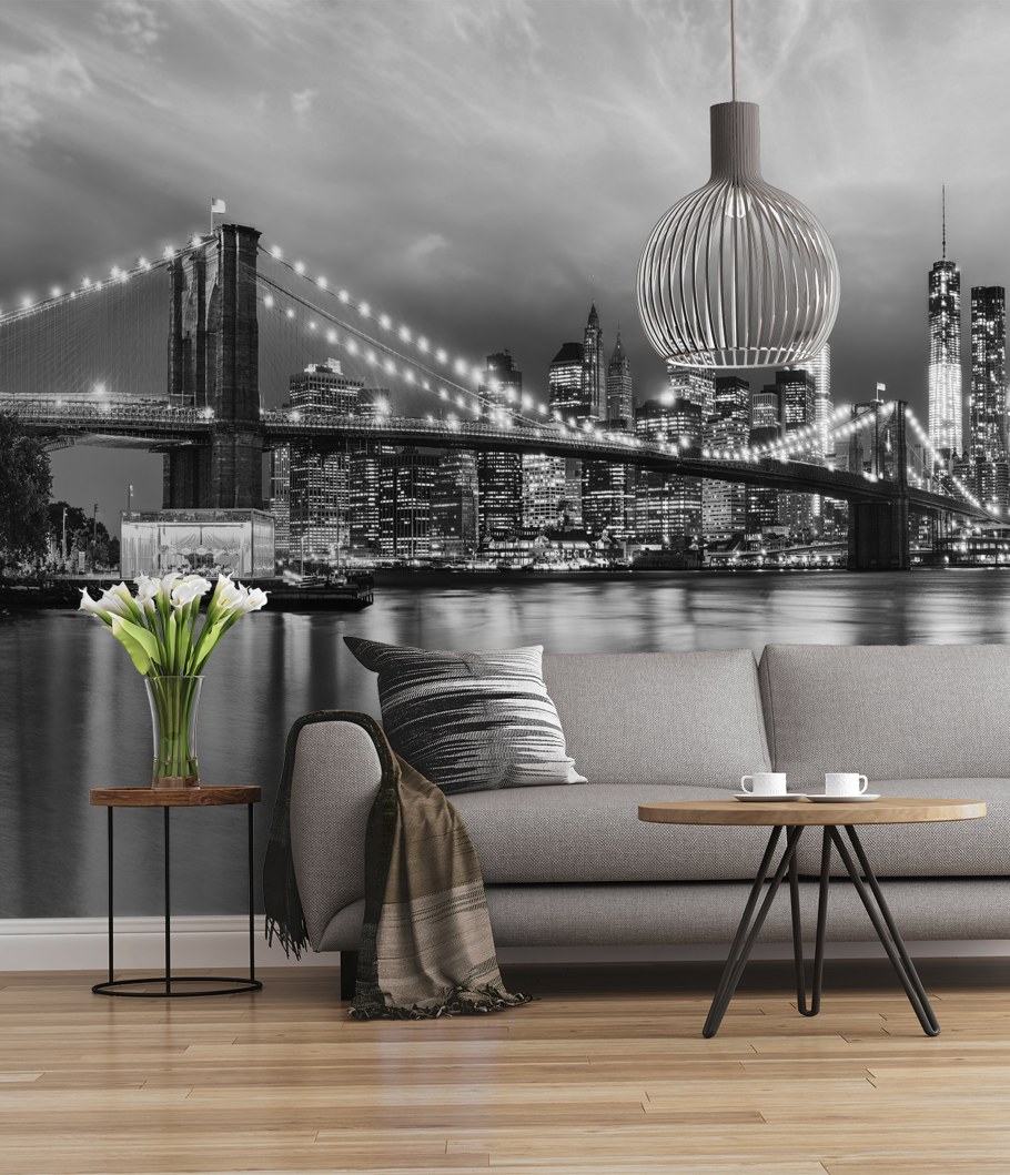 Фотообои Бруклинский мост в интерьере