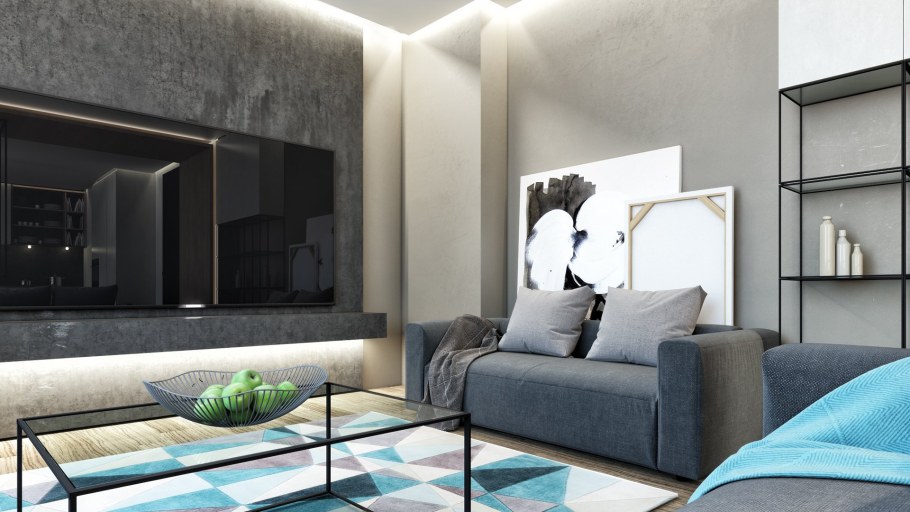 Цвет графит в интерьере гостиной