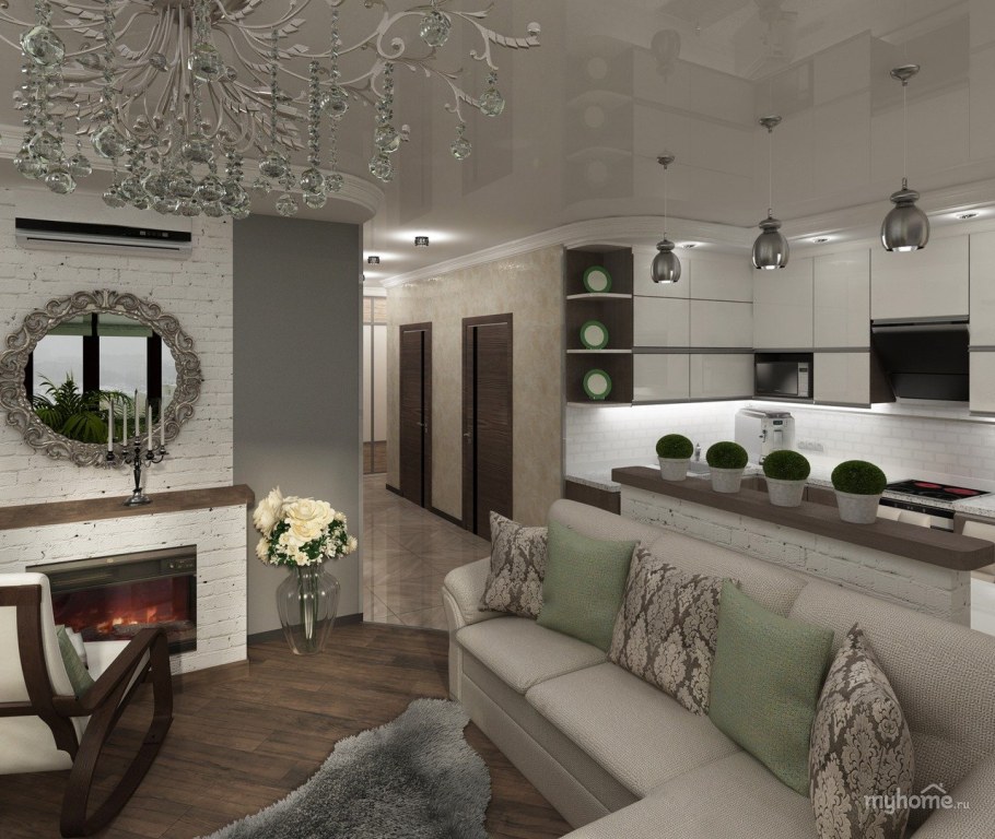 Дизайнерские проекты кухни гостиной