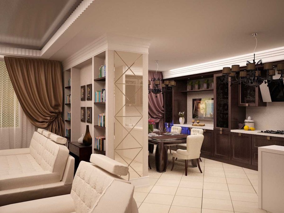 Совмещение кухни и гостиной