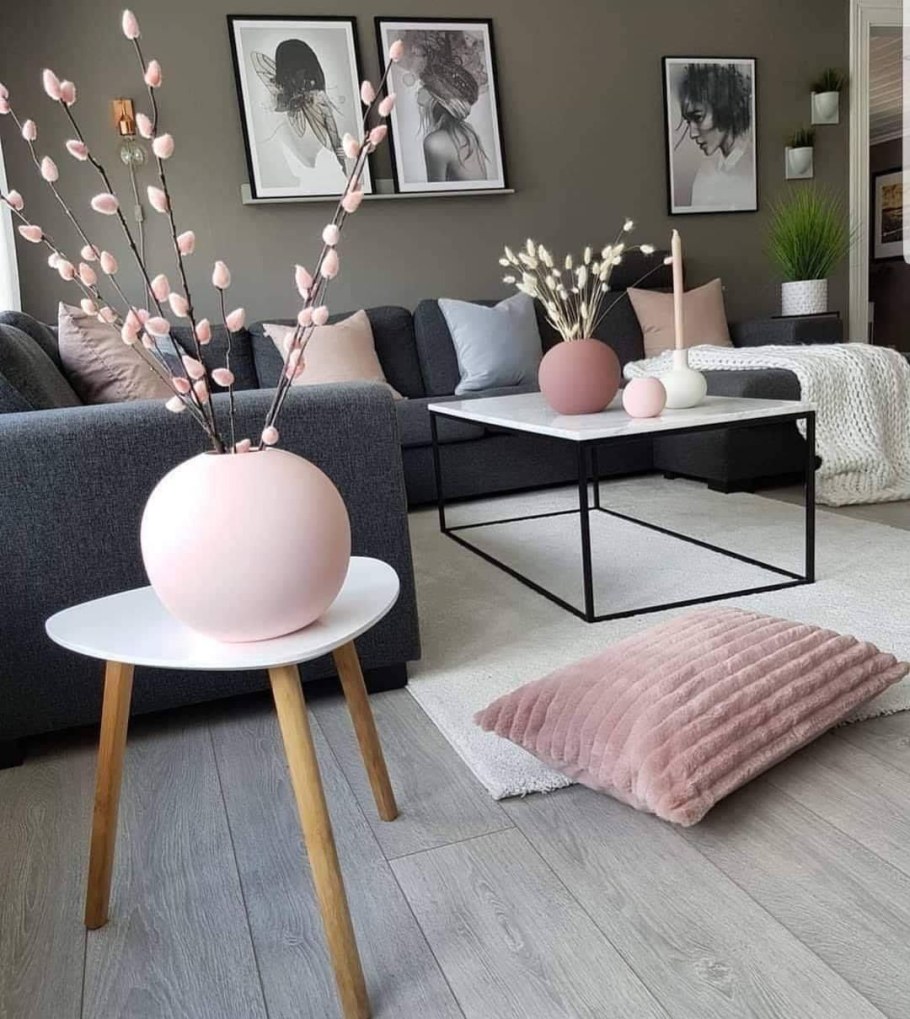 Пыльно-розовый цвет в интерьере