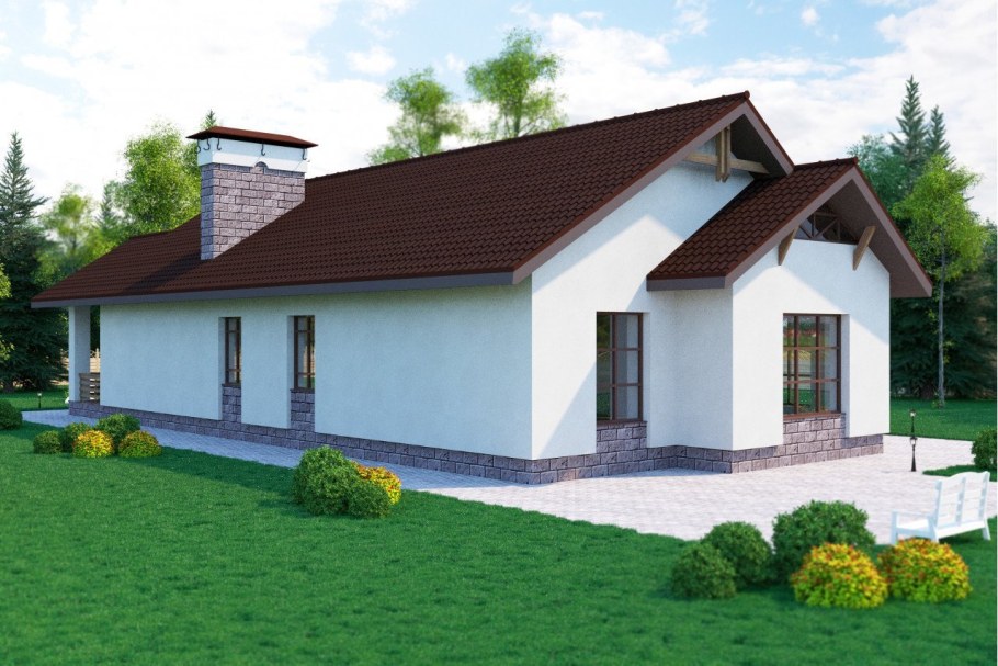 Дом 11 на 11 одноэтажный с двускатной крышей