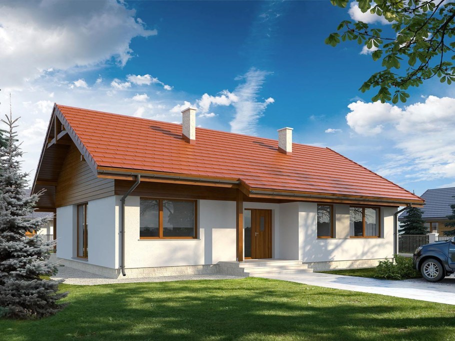 Одноэтажные дома с двухскатной крышей