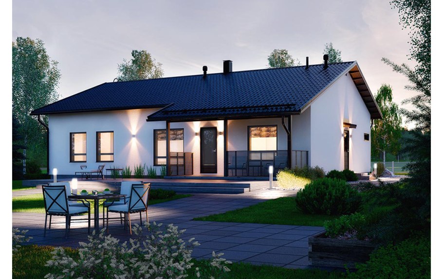 Одноэтажный дом с террасой 120 кв.м