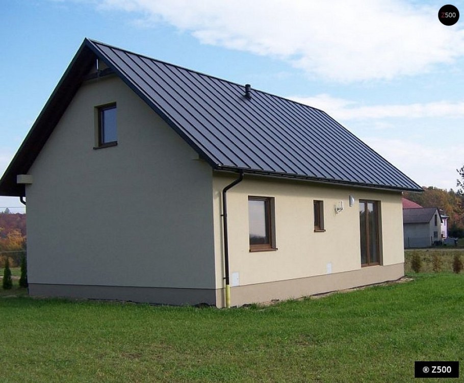 Одноэтажный дом с двускатной крышей