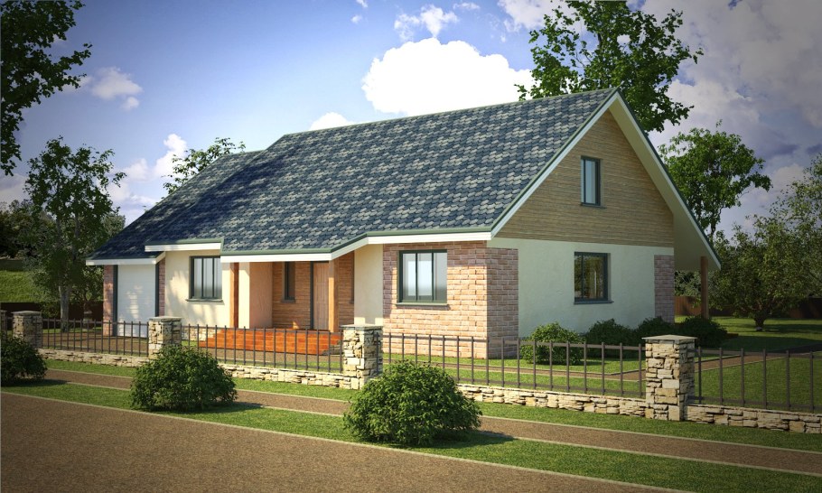 Одноэтажный дом 120кв с террасой