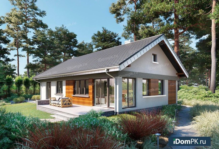 Одноэтажный дом 80 кв с двухскатной крышей