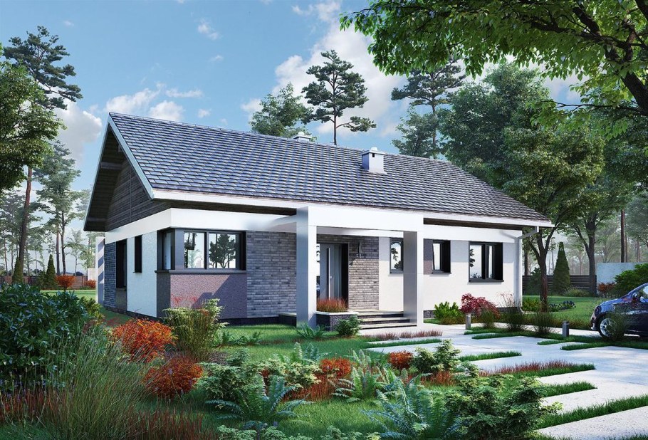 Проекты одноэтажных домов с двухскатной крышей