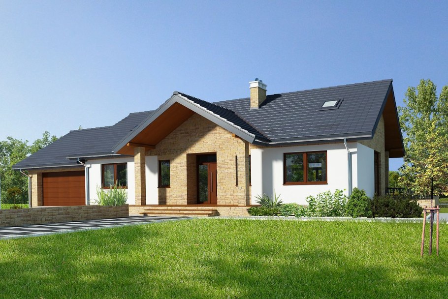 Одноэтажные дома с двускатной крышей