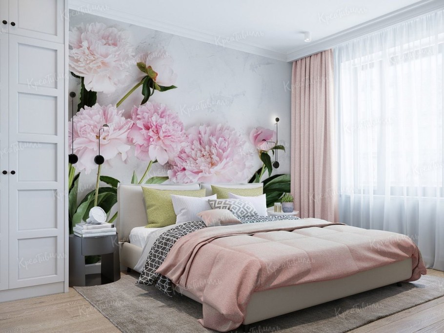 Фотообои в спальню над кроватью
