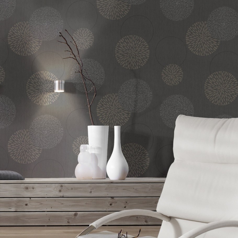 Обои круги в интерьере гостиной