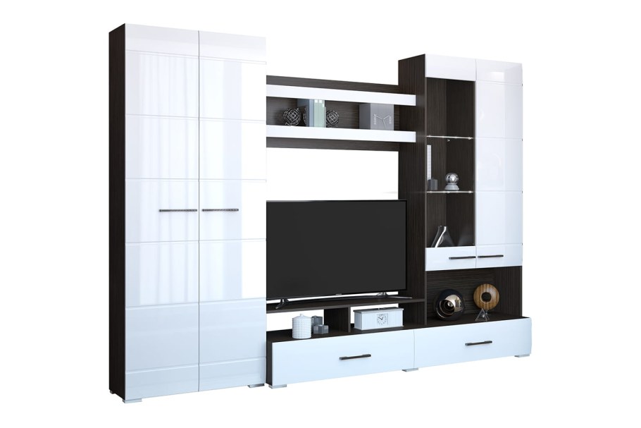 Гостиная Горизонт Ненси-1 венге/белый глянец