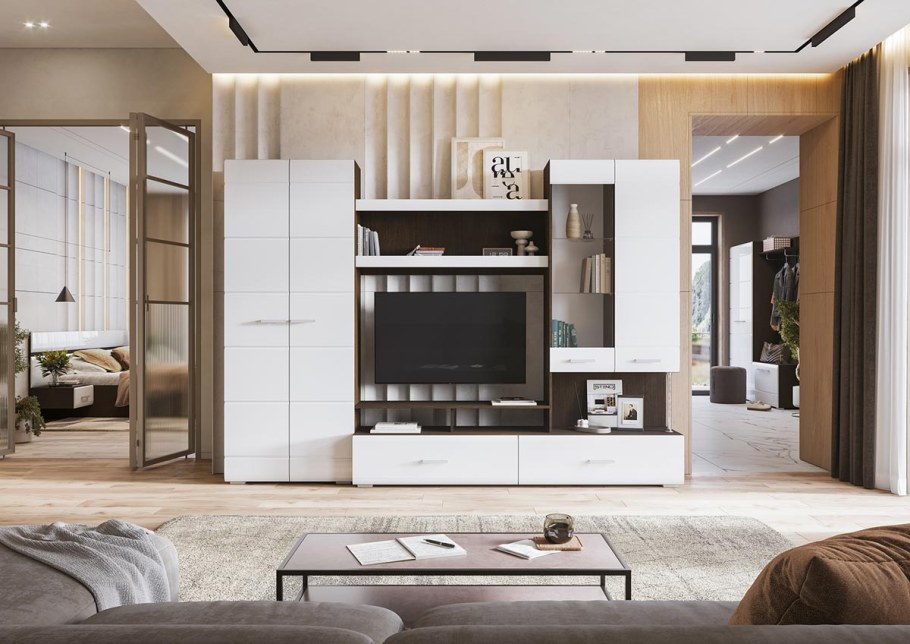 Стенка в гостиную Вегас 1 кофе с молоком