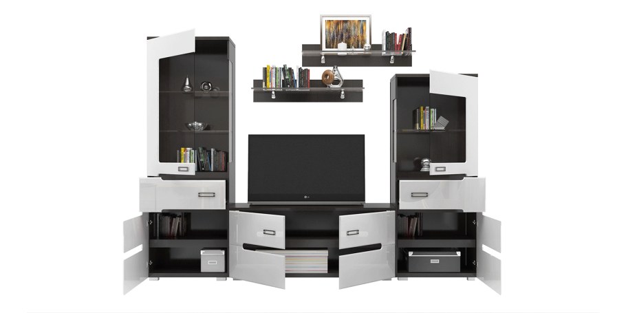 Стенка Виго белый глянец Горизонт