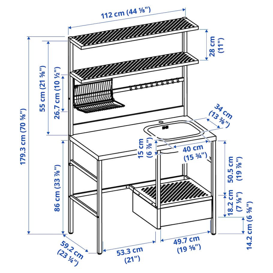 СУННЕРСТА мини-кухня, 112x56x139 см