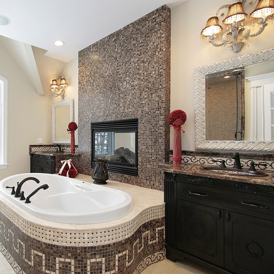 Мозаика в интерьере ванной комнаты