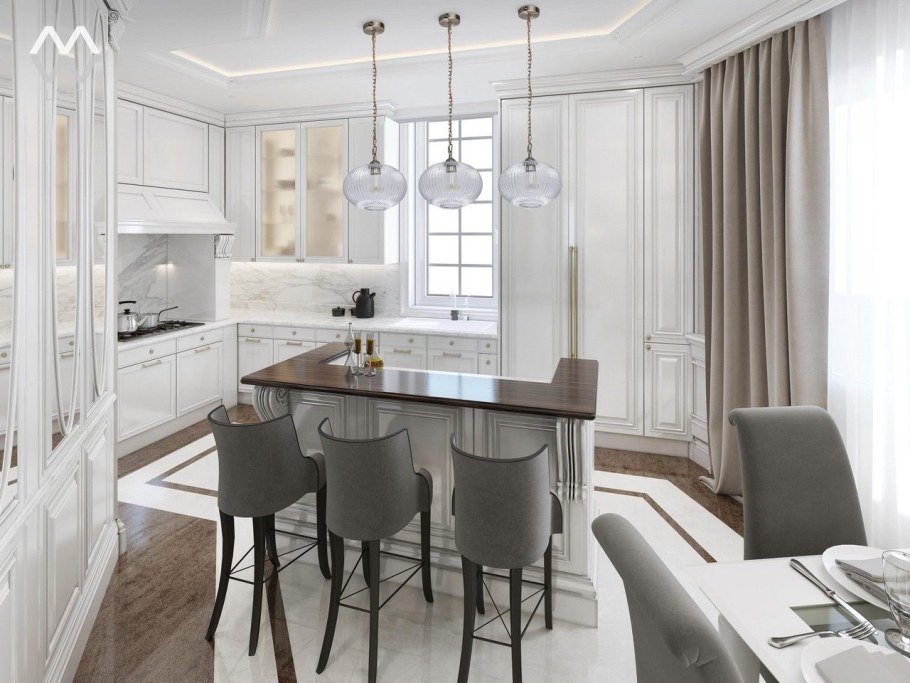 Люстра над кухонным столом