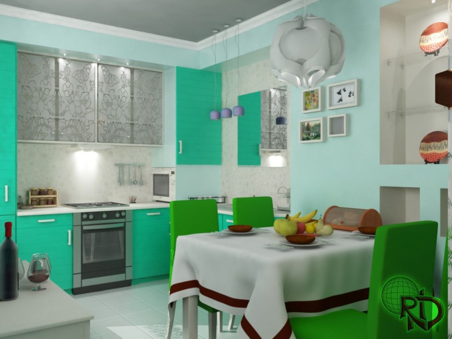 Кухня в бирюзовом цвете