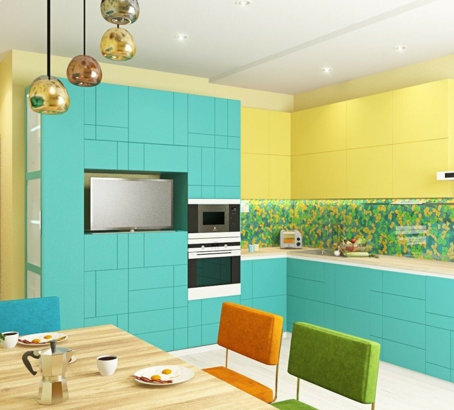 Яркий интерьер кухни