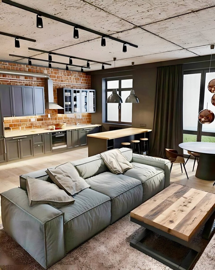 Кухня-гостиная лофт 34кв