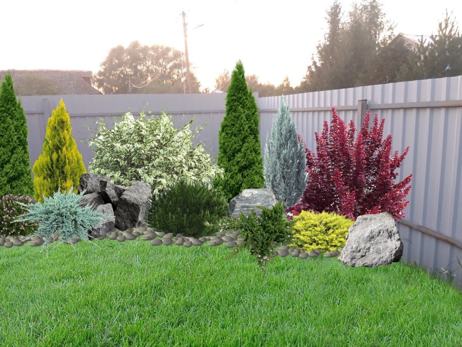 Туя Смарагд и спирея