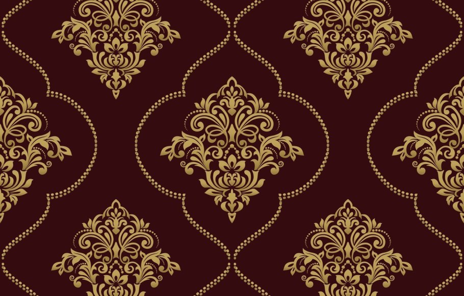 Обои бордовые с золотом