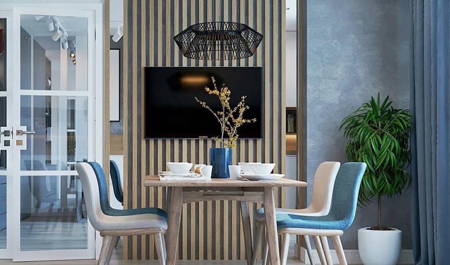 Декоративные рейки для стен в интерьере кухни