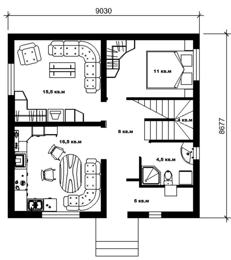 Планировка дома с лестницей