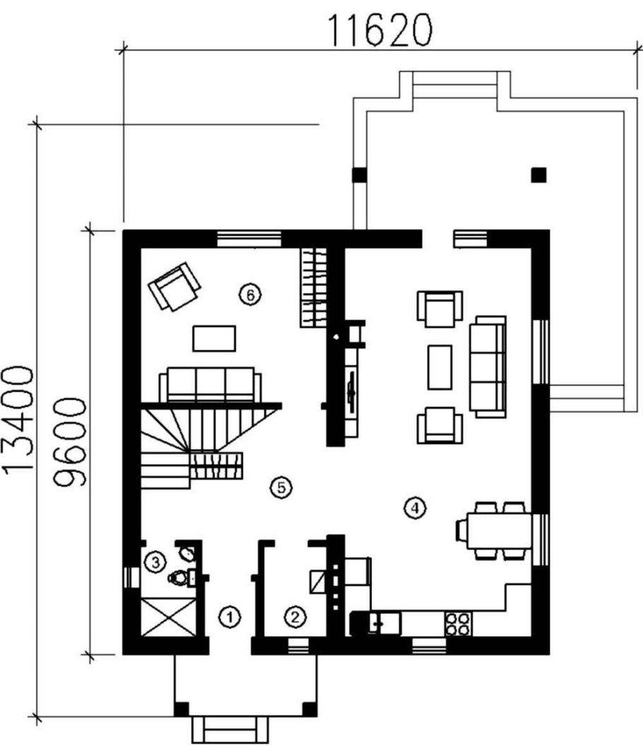 Лестница на плане первого этажа