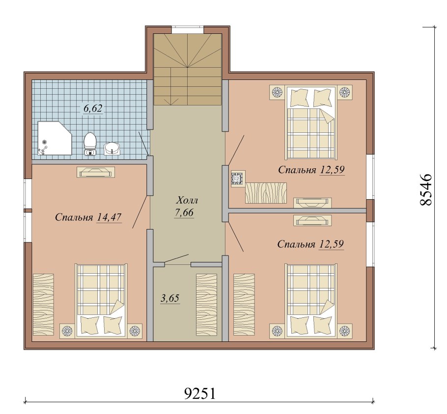 Планировка дома лестница посередине