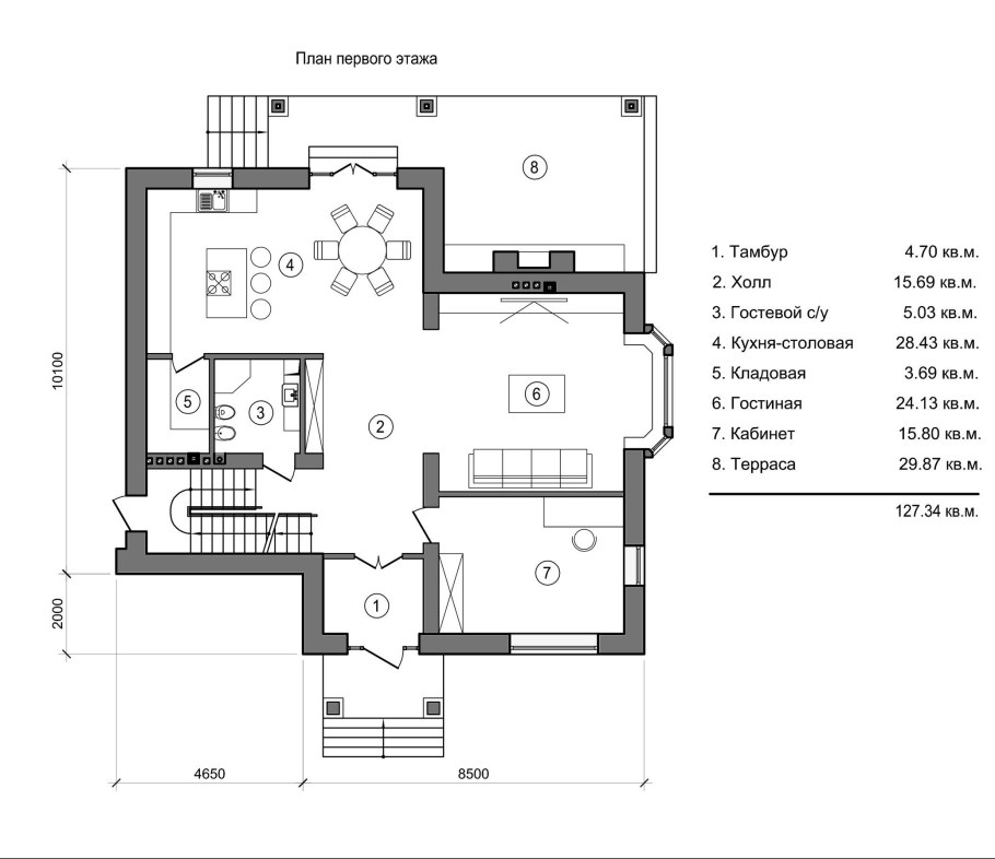 План первого этажа в доме