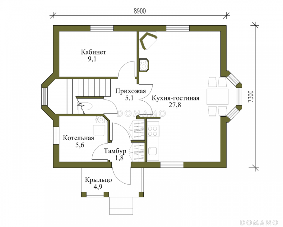 Лестница на плане второго этажа