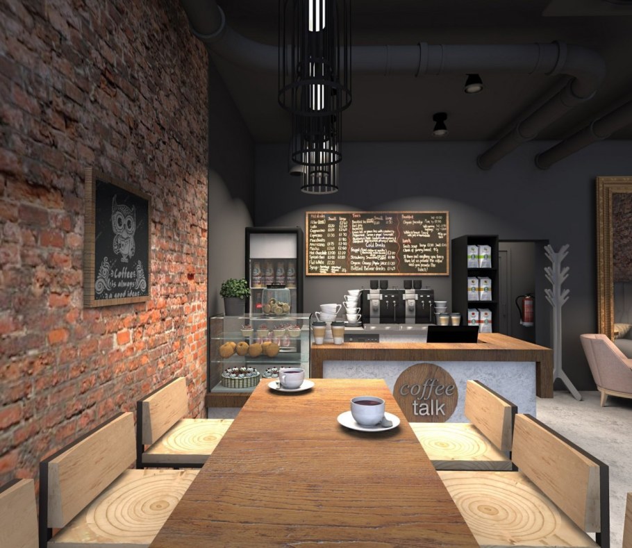 Интерьер кафе в стиле лофт