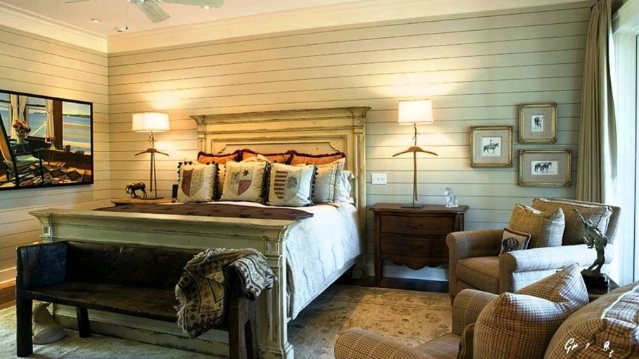 Интерьер спальни в деревянном доме