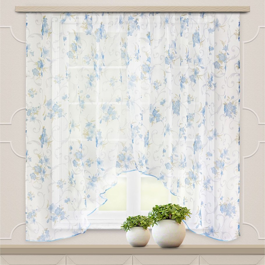 Штора для кухни WITERRA вуаль 260*160см коричневый бежевый