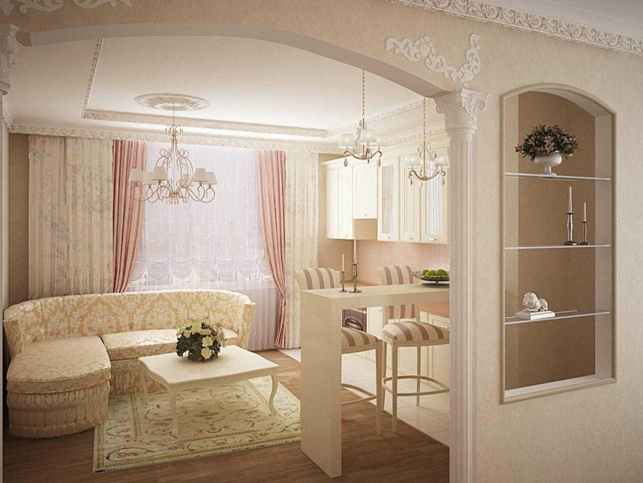 Арка между кухней и гостиной