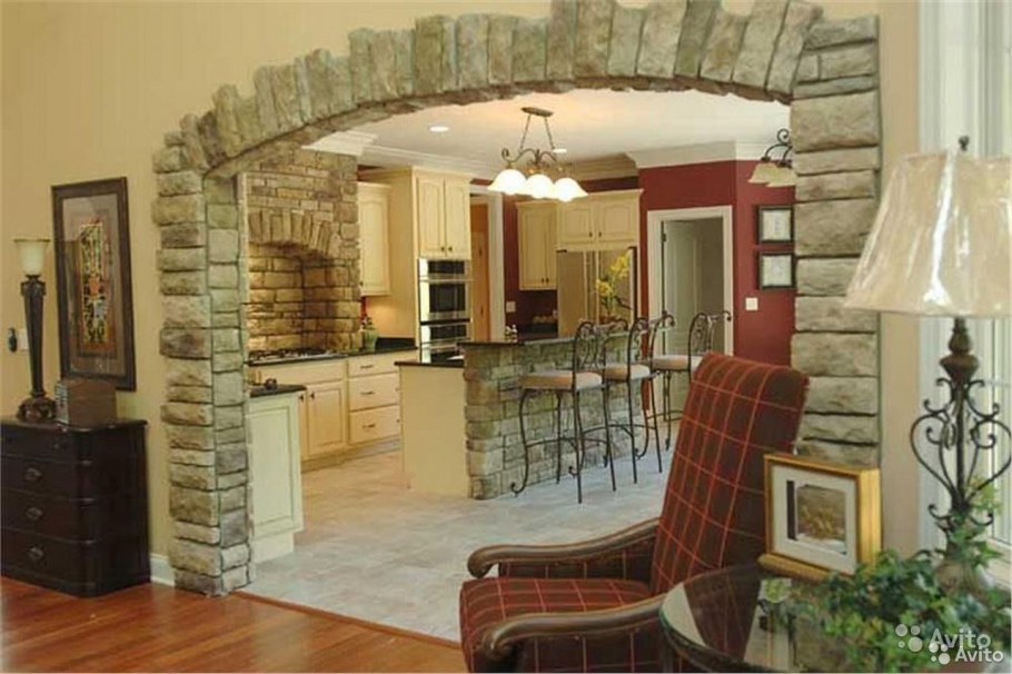 Отделка арки искусственным камнем