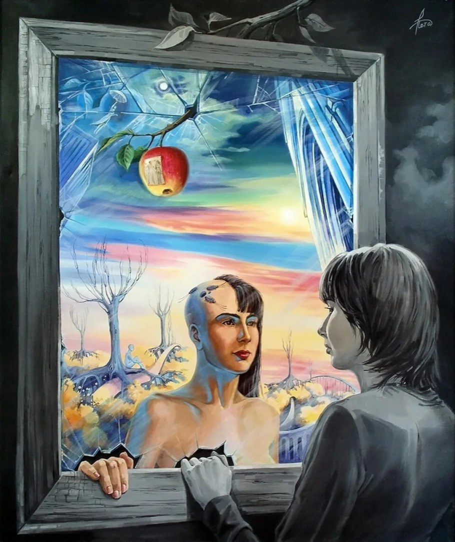 Отражение в зеркале живопись