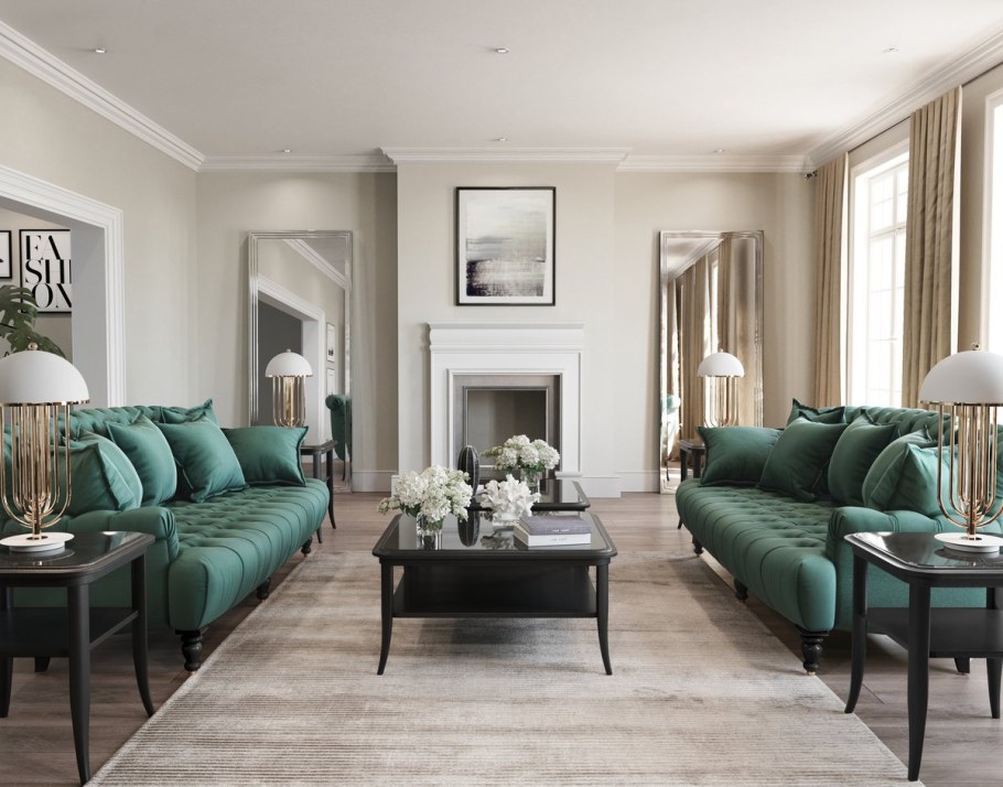 Диван Бартон изумрудном цвете