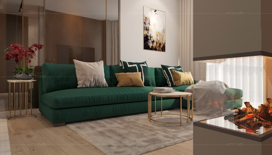 Диван Cubus sk Design зеленый изумрудный