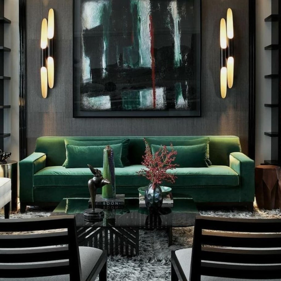 Гостиная в изумрудных тонах