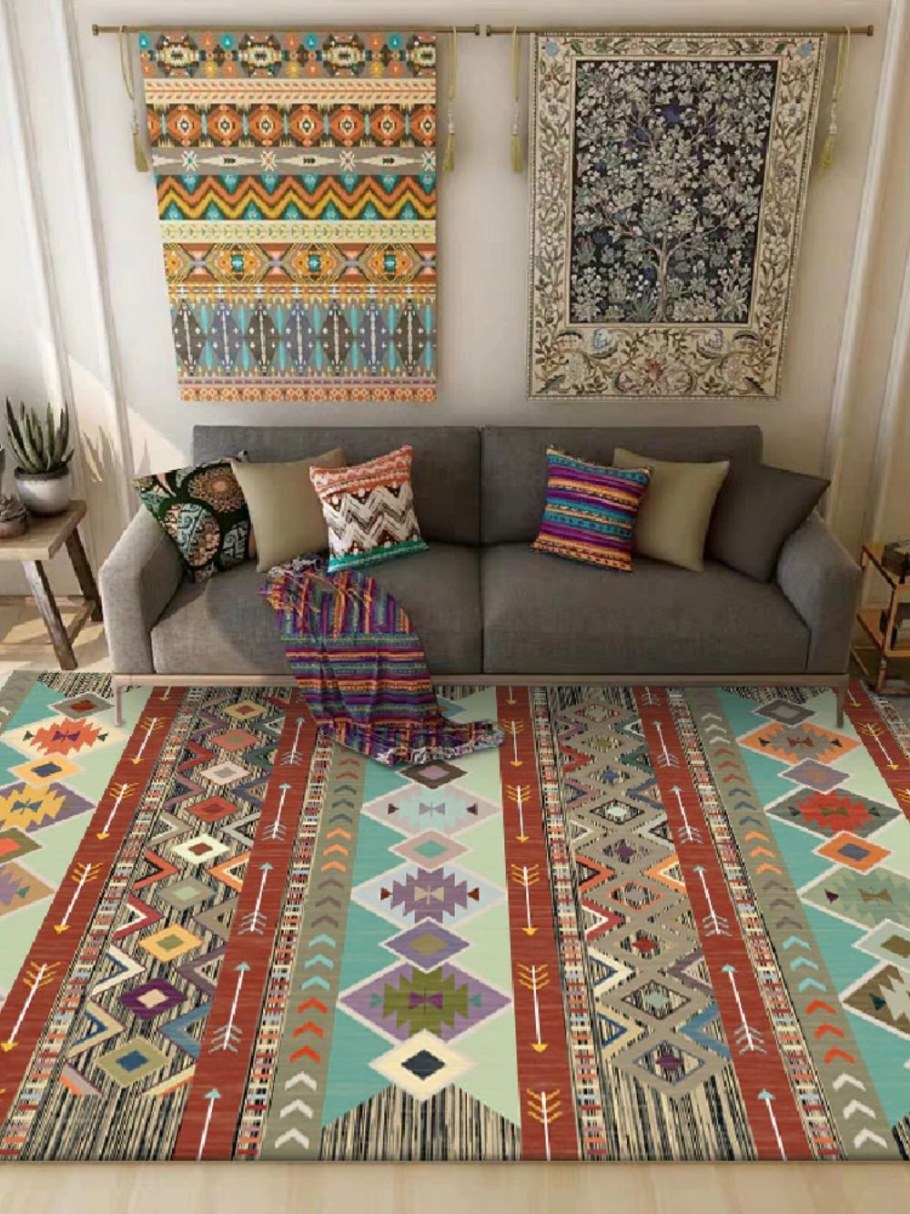 Ковер в этно стиле в спальне