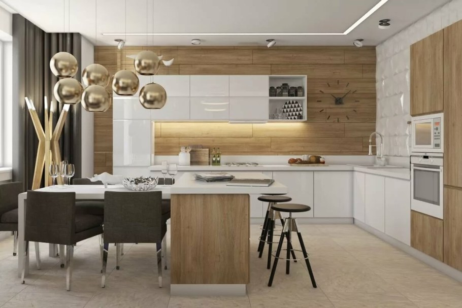 Современная кухня под дерево