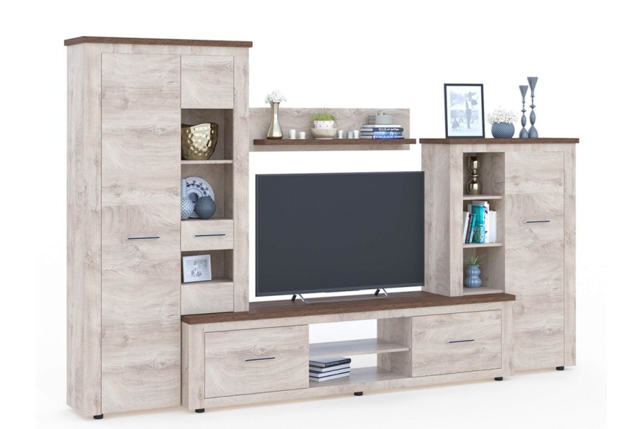 Стенка Мэдисон дуб Эндгрейн/дуб экспрессив бронзовый