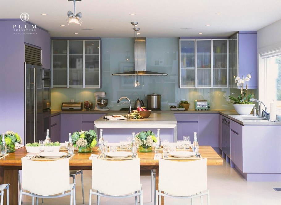 Лавандовый цвет в интерьере кухни